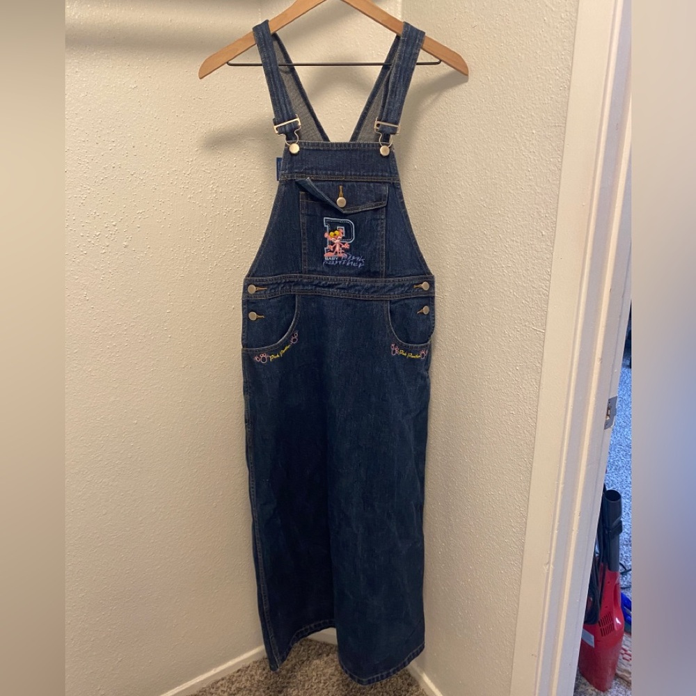 Vintage Pink Panther denim overall dress